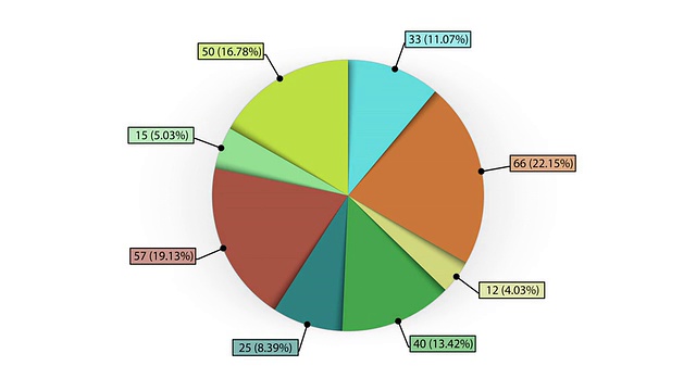 动画饼图，八个部分。两个版本。哑光。视频素材