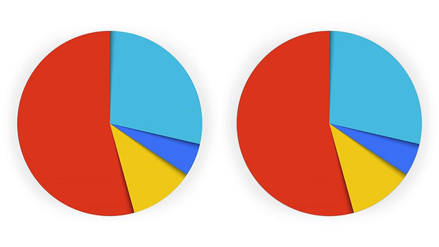 动画饼图，4段。四个版本。哑光。视频素材