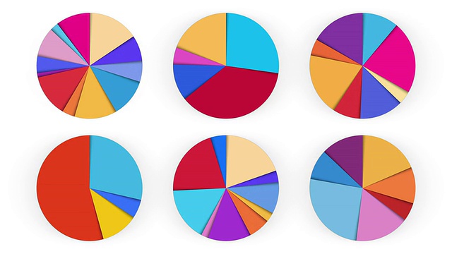 动画饼图，12个版本。哑光。视频素材
