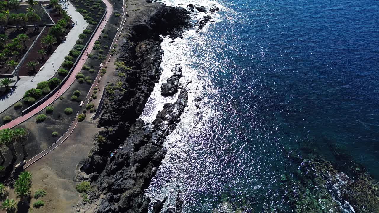 空中海岸线哥斯达黎加阿德耶特内里费火山岛在西班牙加那利群岛视频素材