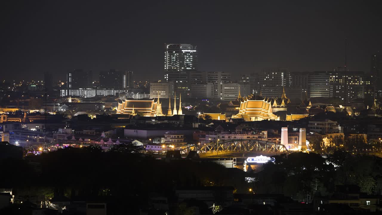 泰国曼谷夜间的延时鸟瞰图视频素材