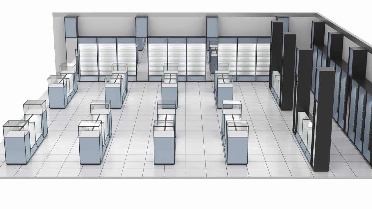 带展示柜的零售平面图视频素材