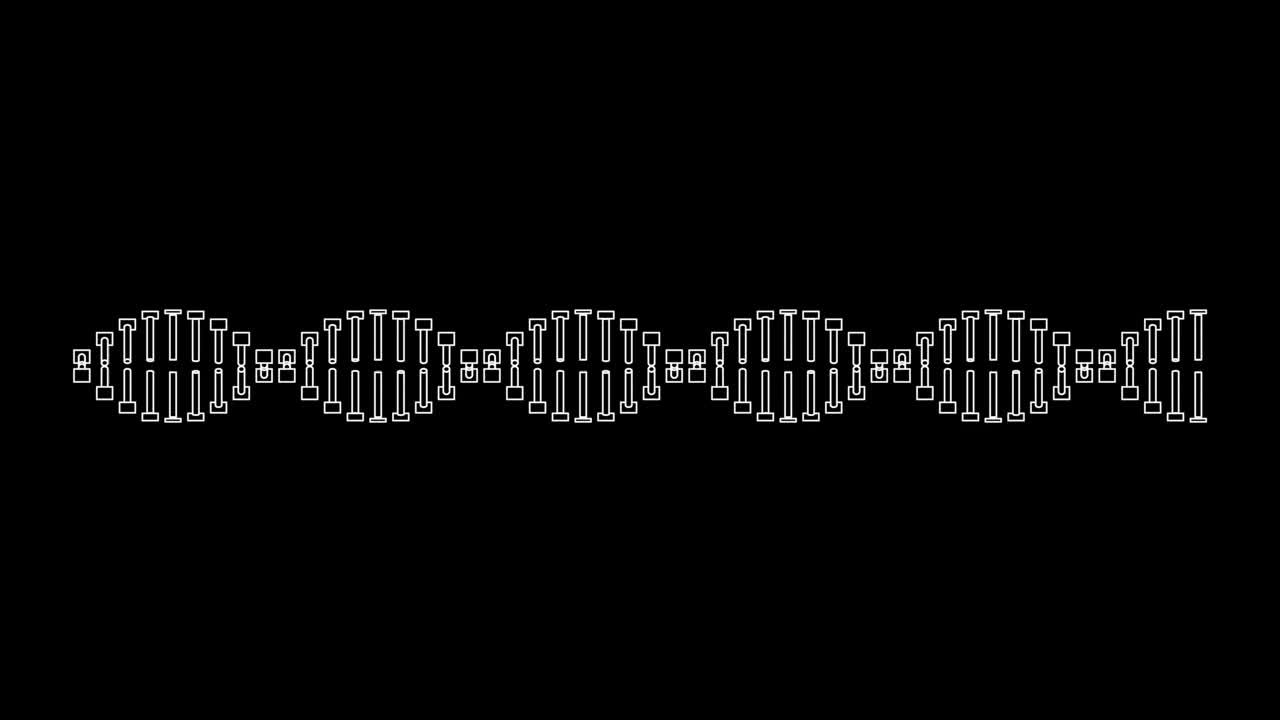 黑白DNA螺旋图形用户界面元素的信息图表在电影，电影和动画线条笔画平面设计风格视频素材