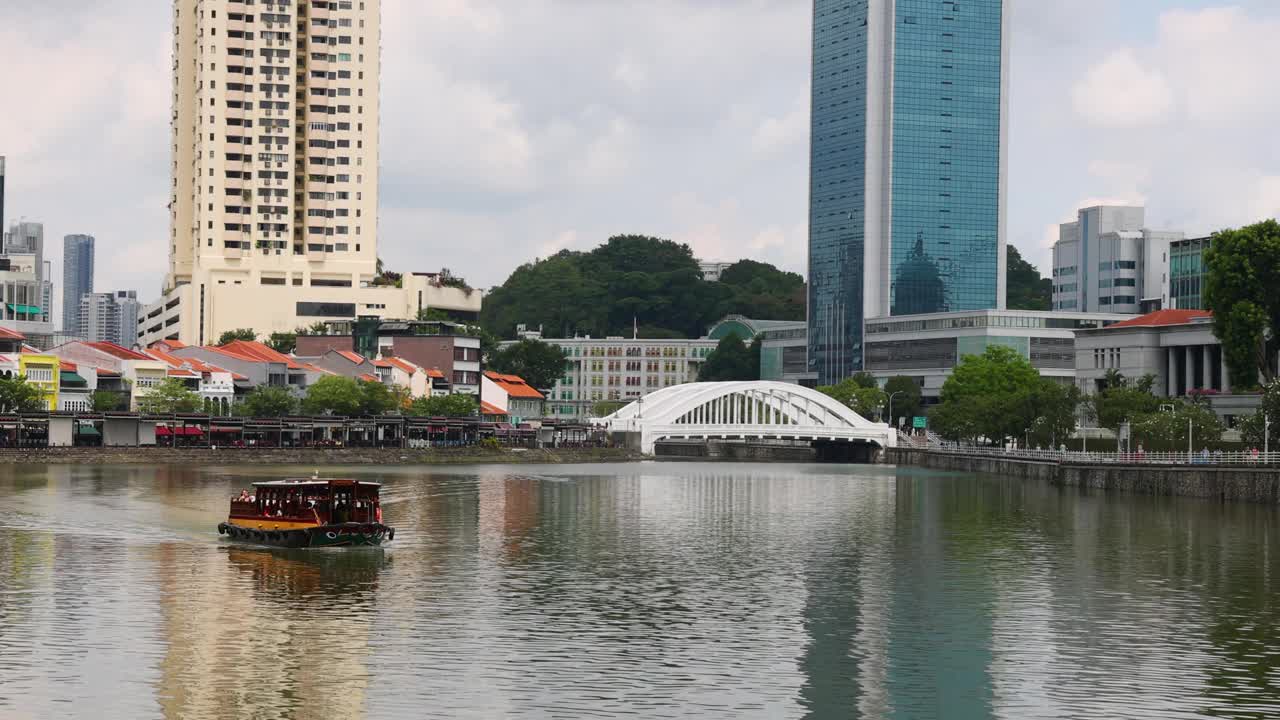 城市景观中的河流游船视频素材