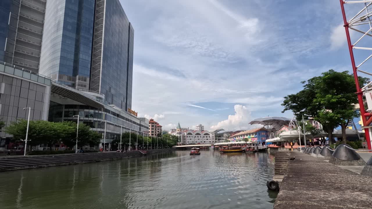 城市滨水区延时视频素材