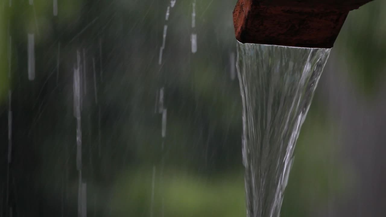 雨水从排水沟里流了下来视频素材