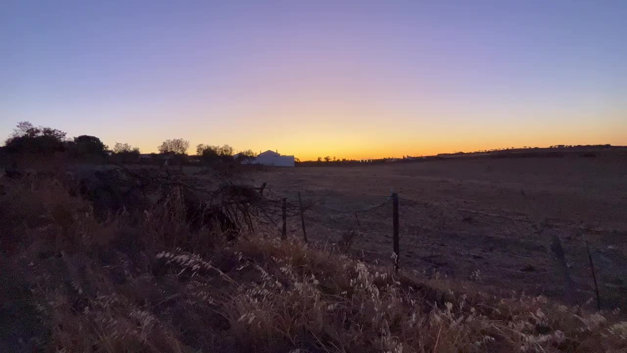 田野里的夕阳。阿连特茹葡萄牙。金色的小时视频下载