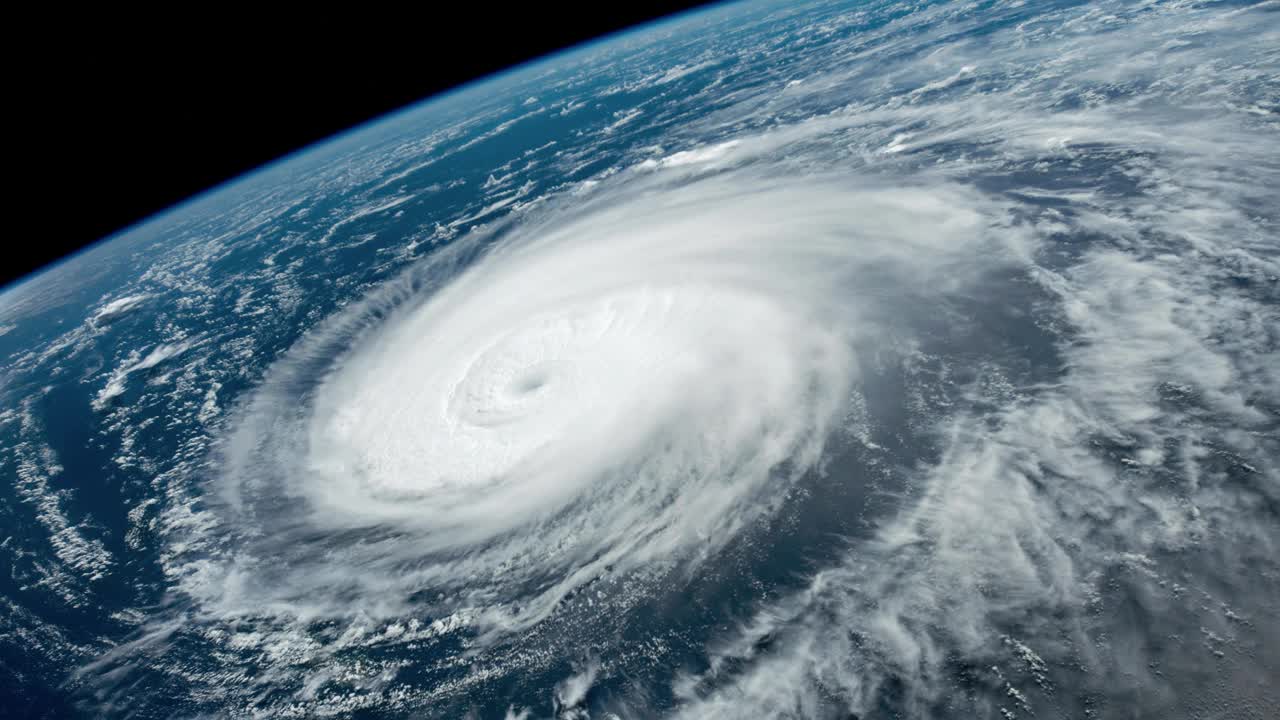 从太空看到的飓风。NASA提供的元素视频素材