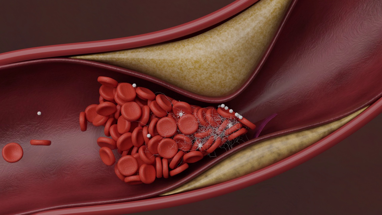 胆固醇斑块阻塞了红细胞视频素材
