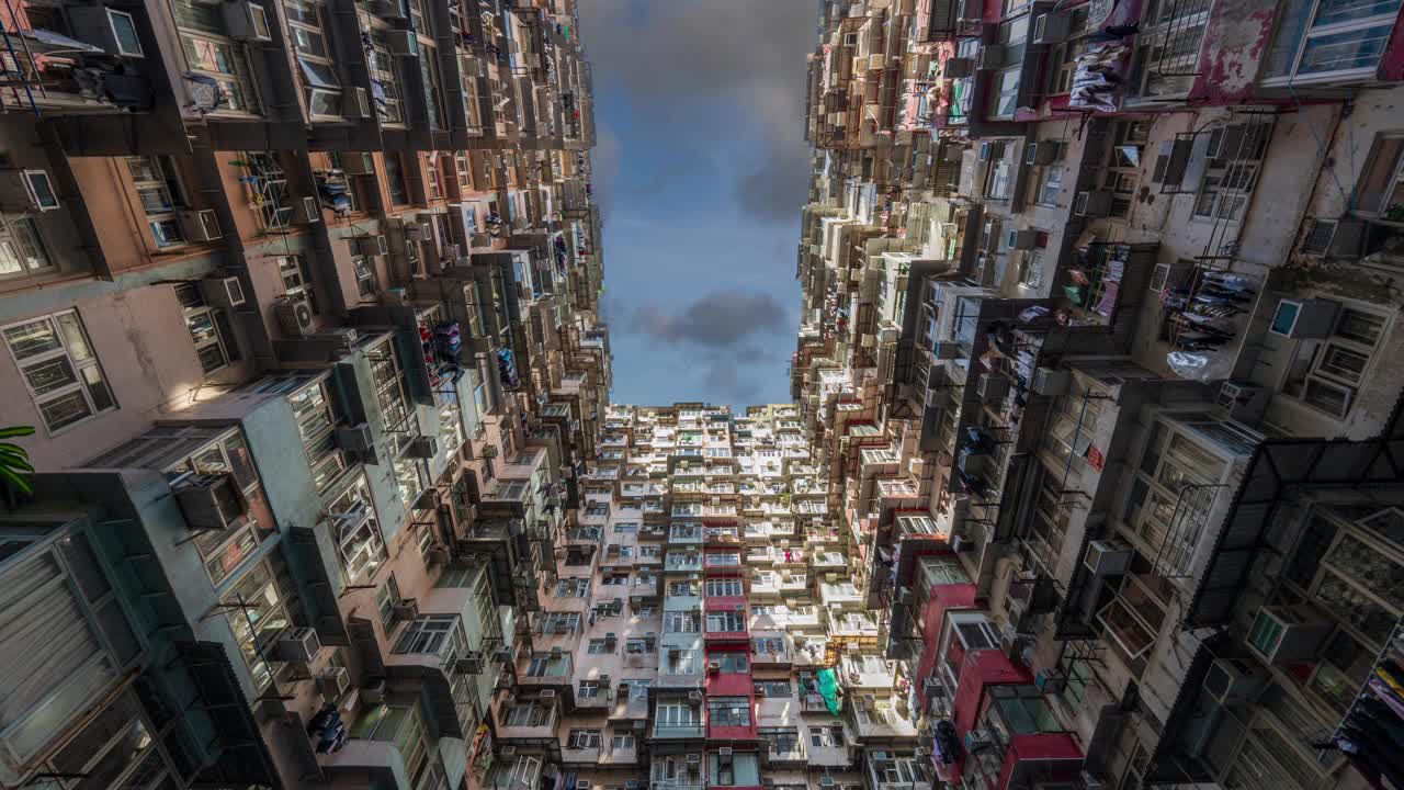 香港延时4K，公寓怪兽大楼。延时怡发大厦视频素材