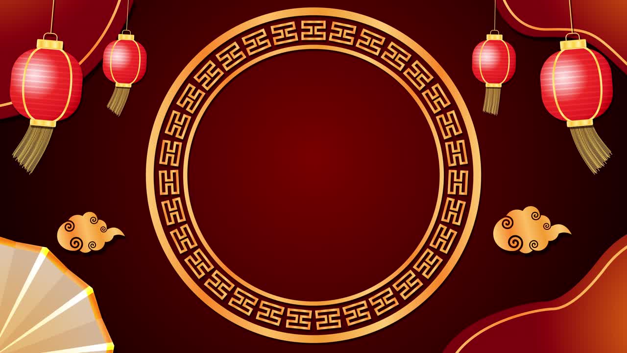 红色中国新年背景与亚洲元素。视频下载