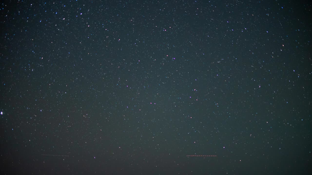 双子座流星拍摄时的夜间星空运动。视频素材