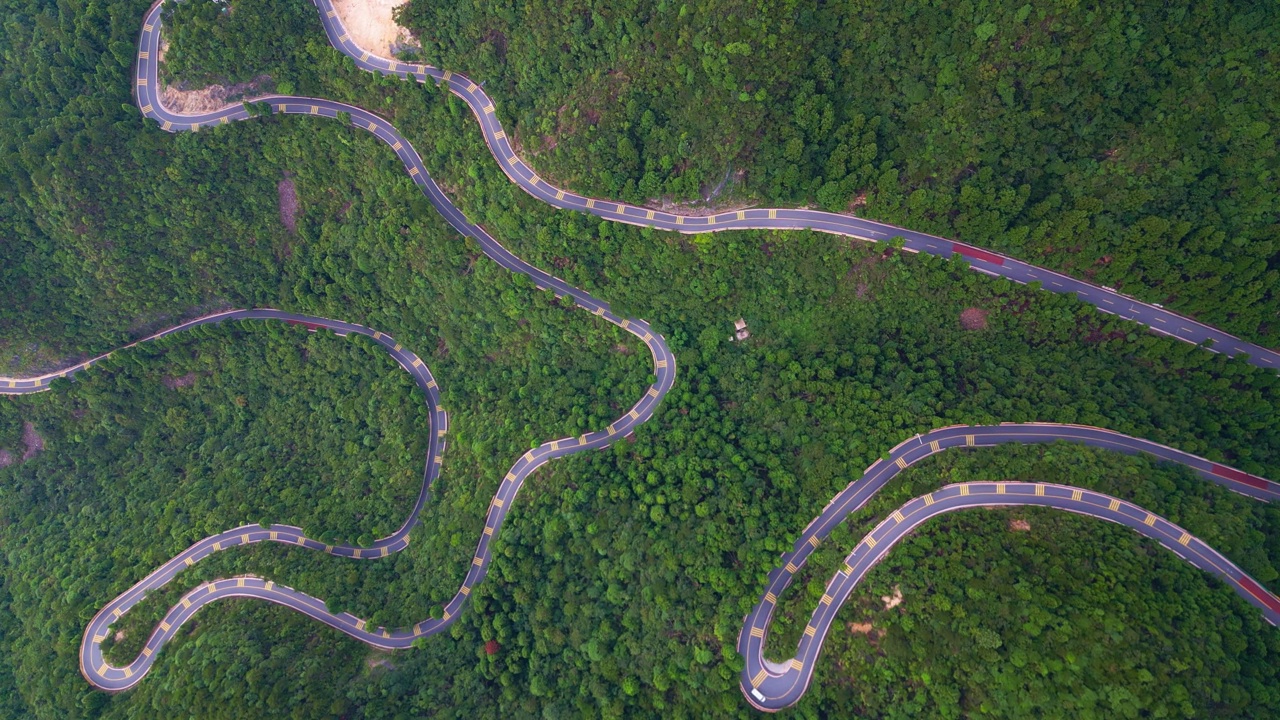 井冈山公路航拍图视频下载