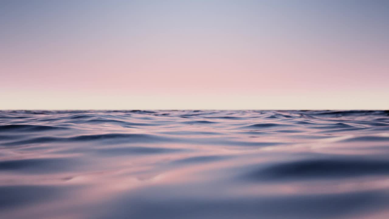 波浪大海沙滩和日落天空抽象的背景。自然和夏季的概念。3 d渲染。视频素材