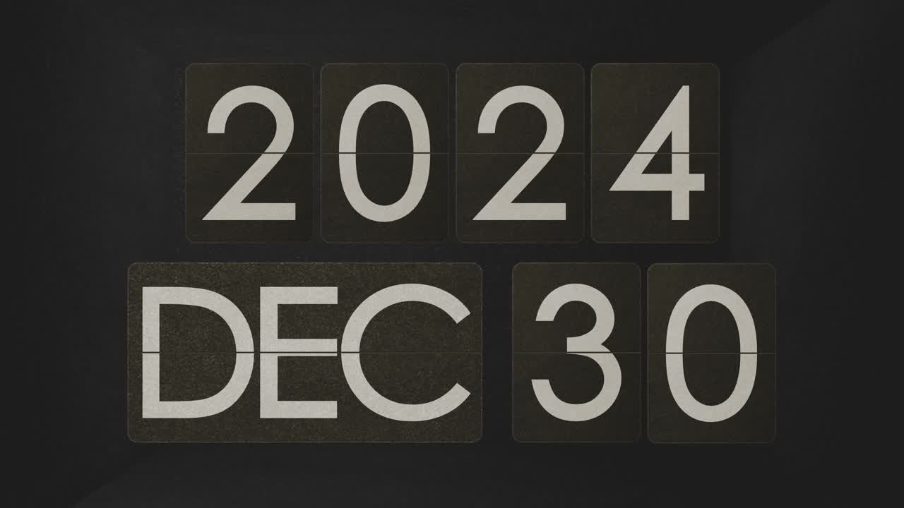 机械翻转时钟从2024年12月切换到2025年1月。复古装置蒸汽朋克翻页日历新年快乐!!视频下载