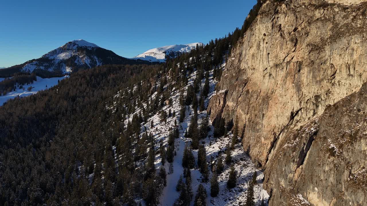 白雪覆盖的山与树和山的背景视频素材