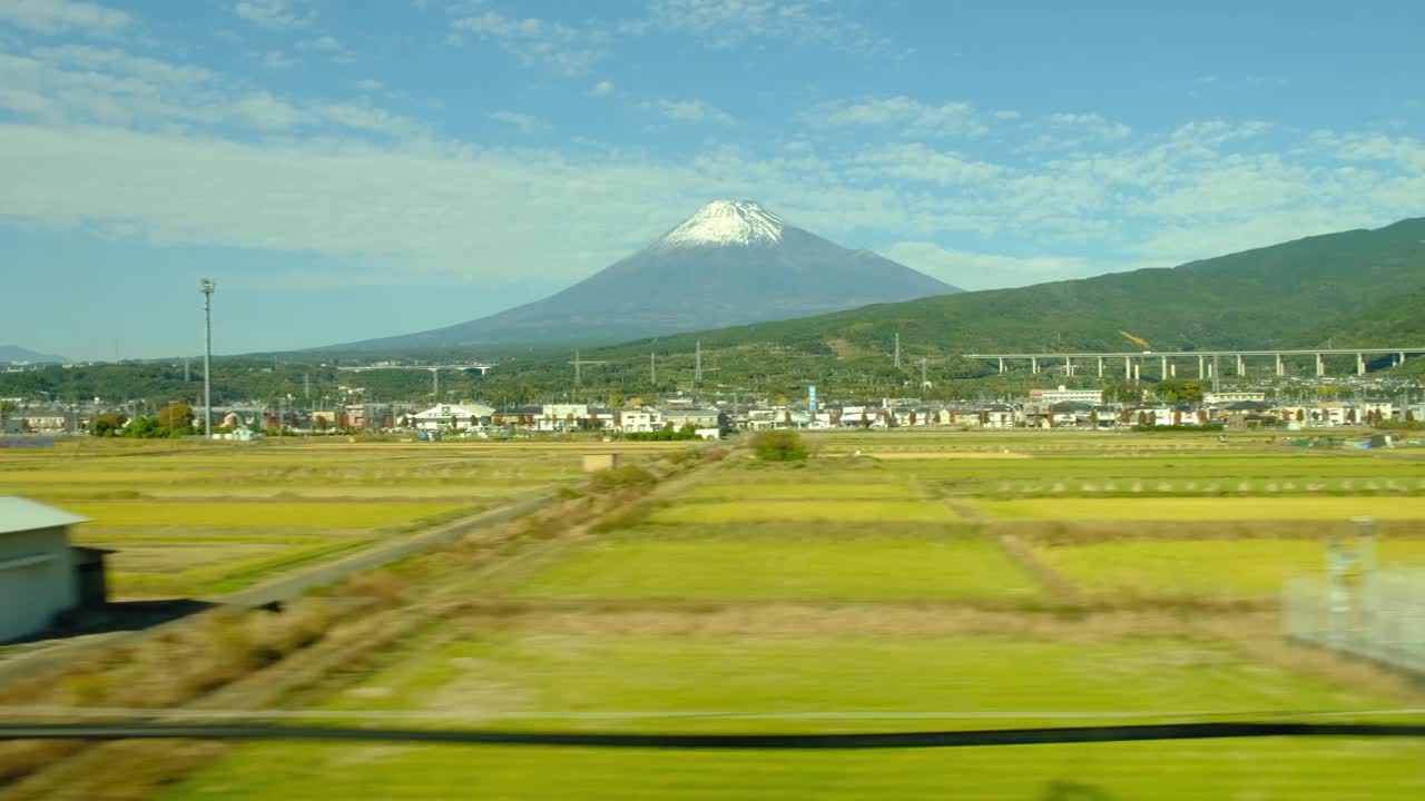 从火车窗口看到的富士山视频素材