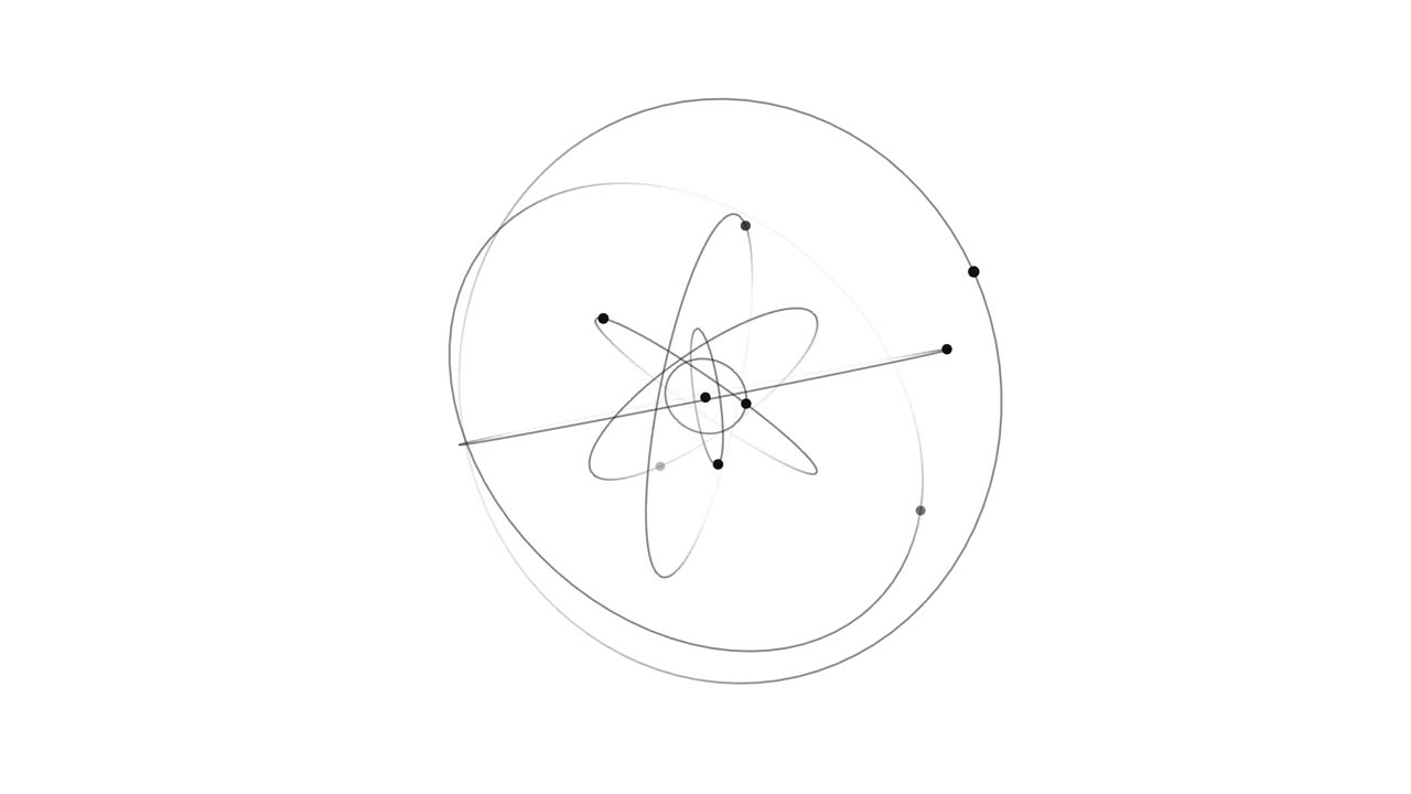 白色背景上的原子粒子结构视频素材