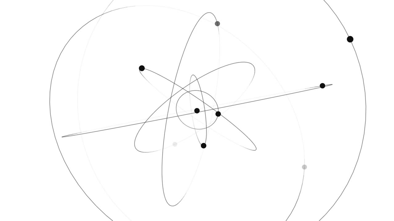 白色背景上的原子粒子结构视频素材