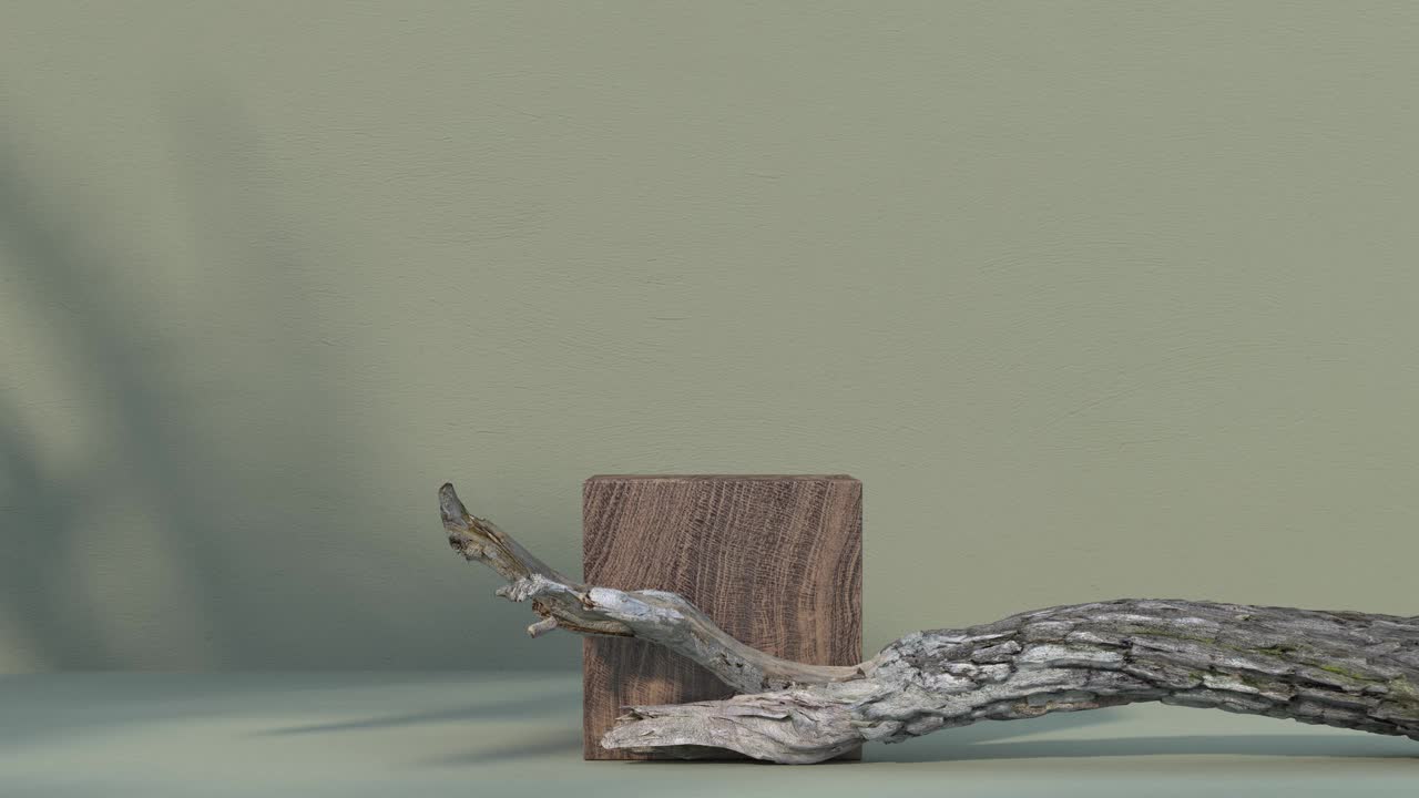 platform wooden white backdrop with tree shadows视频下载