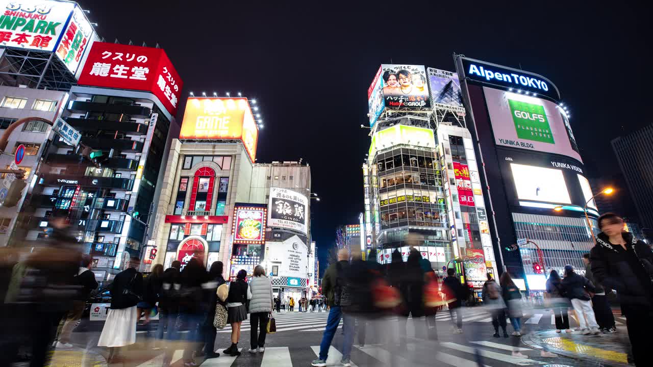 日本东京，人们走在城市街道上的时间流逝视频素材