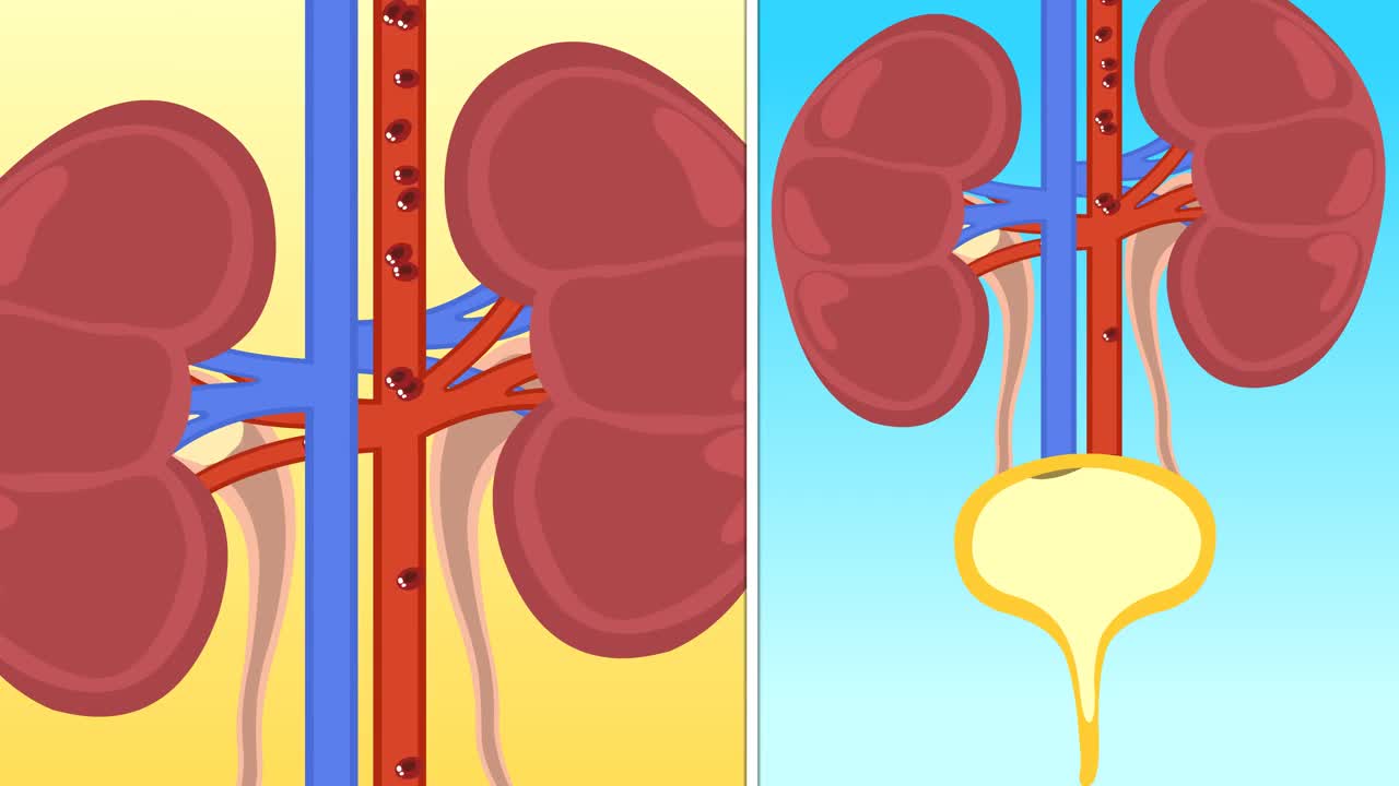 肾脏器官和尿液形成视频下载