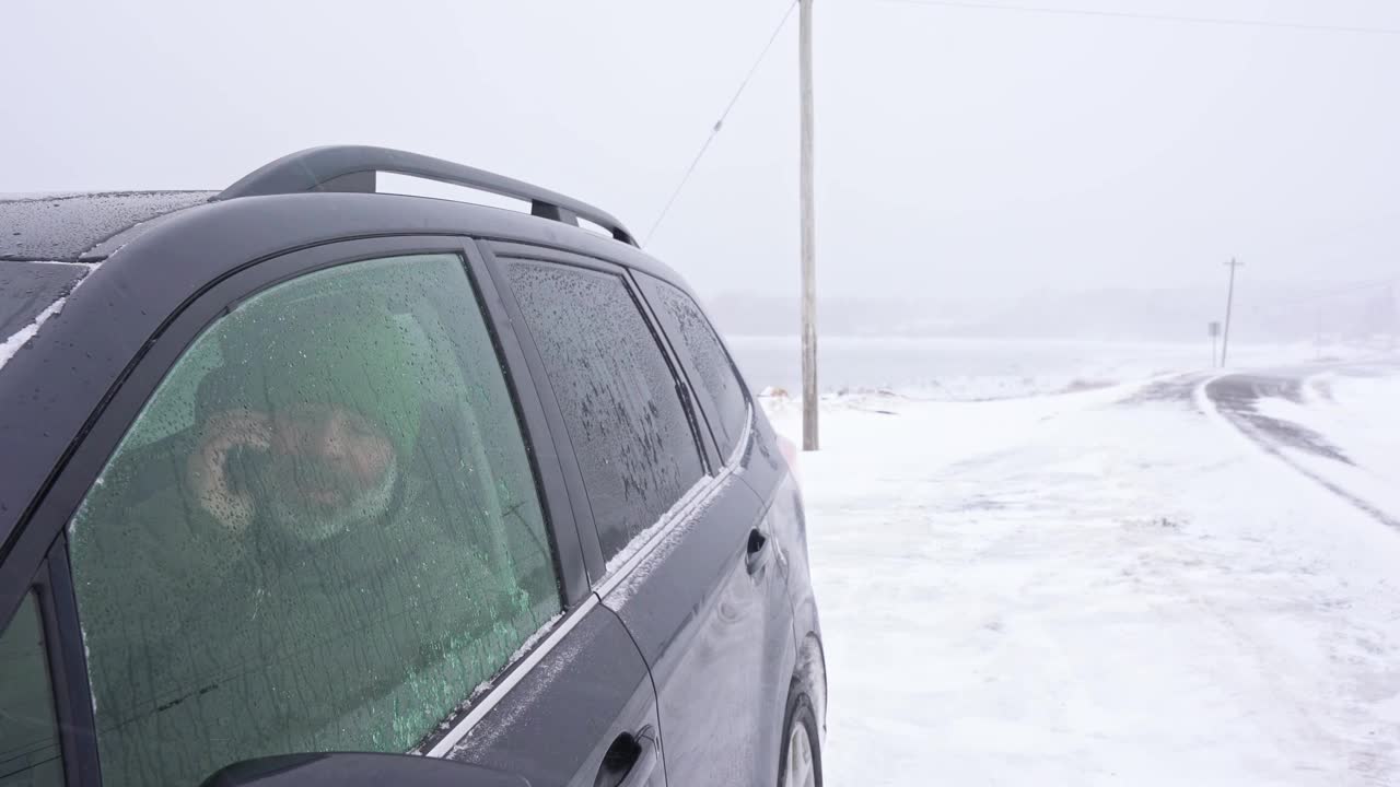 在冬季暴风雪中被困在路边视频下载