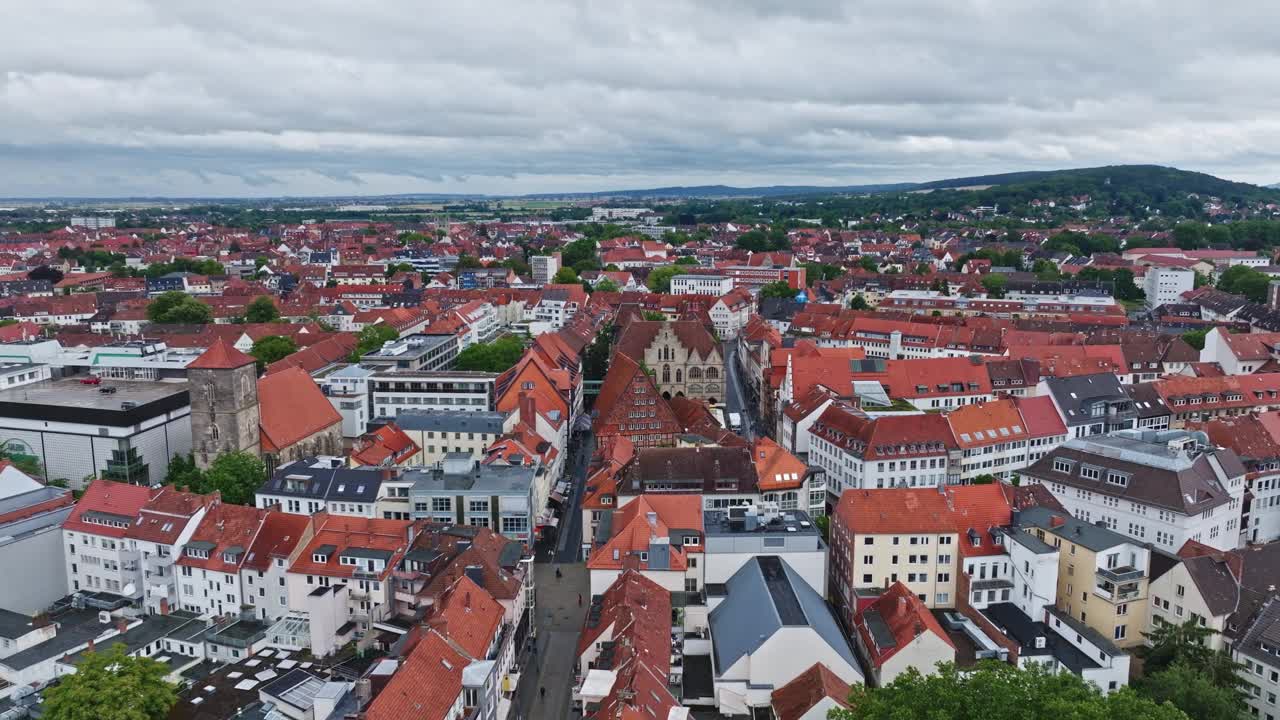 德国Hildesheim Rathaus鸟瞰图视频素材