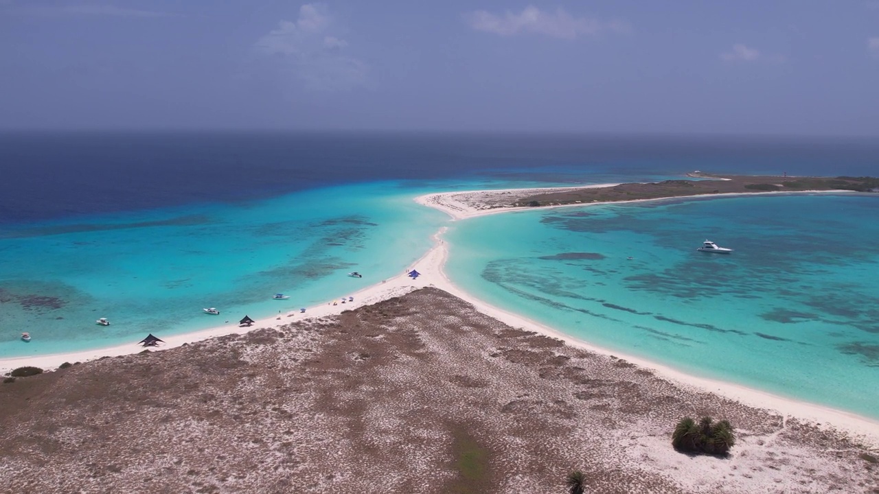 卡约德阿瓜沙地峡岛被清澈的浅蓝色海水包围视频素材