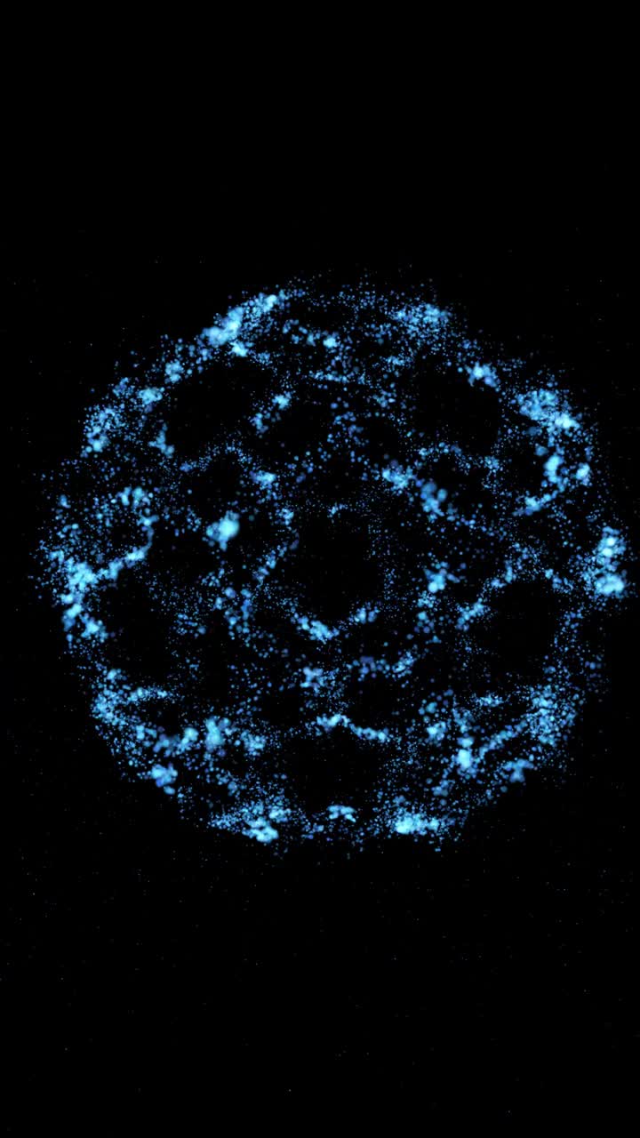 球体抽象背景。粒子发光原子。4K垂直视频。视频下载