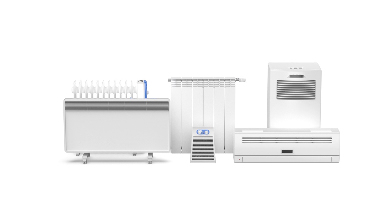 不同类型的家用电加热器视频素材