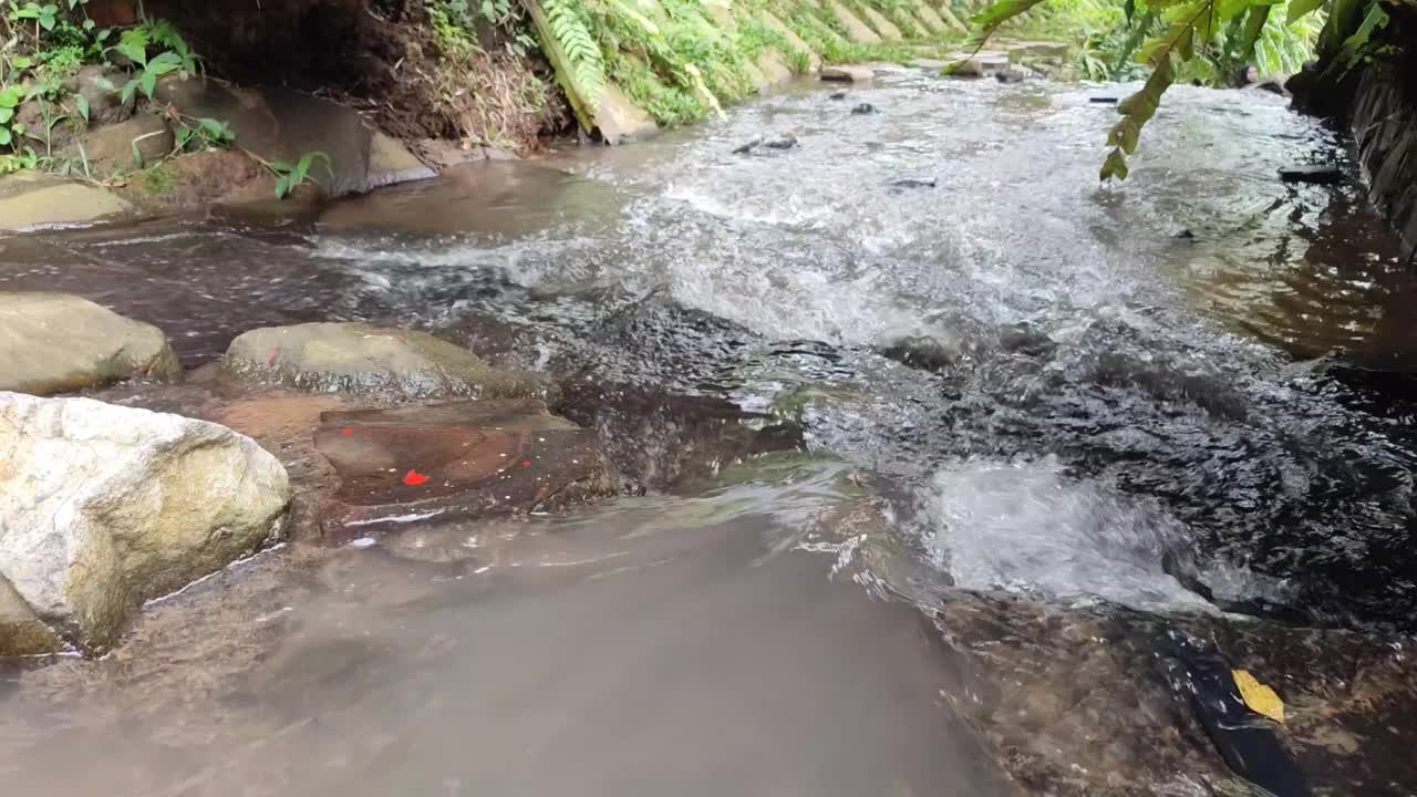 溪水在河中流动视频素材