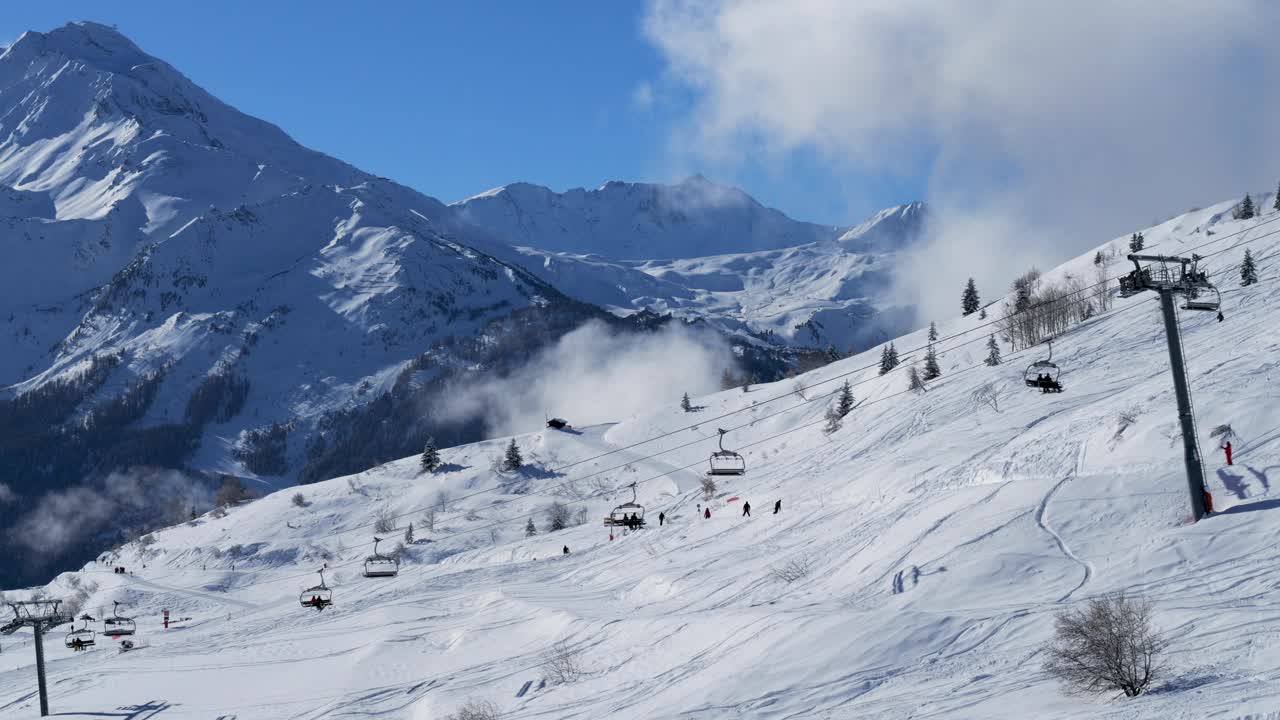 滑雪区，La Rosiere, les Eucheres，萨瓦省，法国视频素材