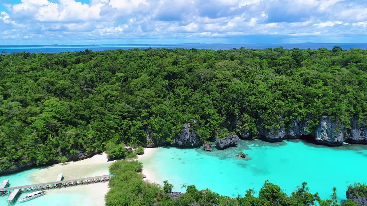 鸟瞰美丽的夏季热带岛屿和碧绿的海水视频素材