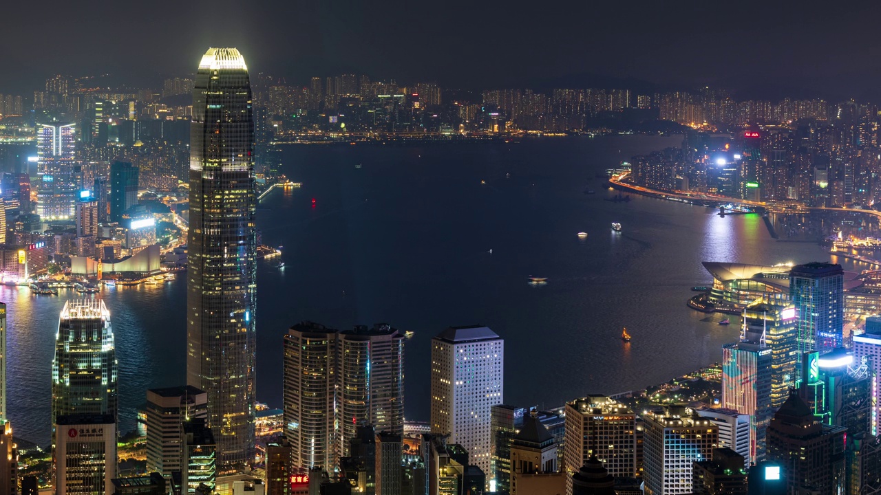 4K延时拍摄的香港摩天大楼夜景视频素材