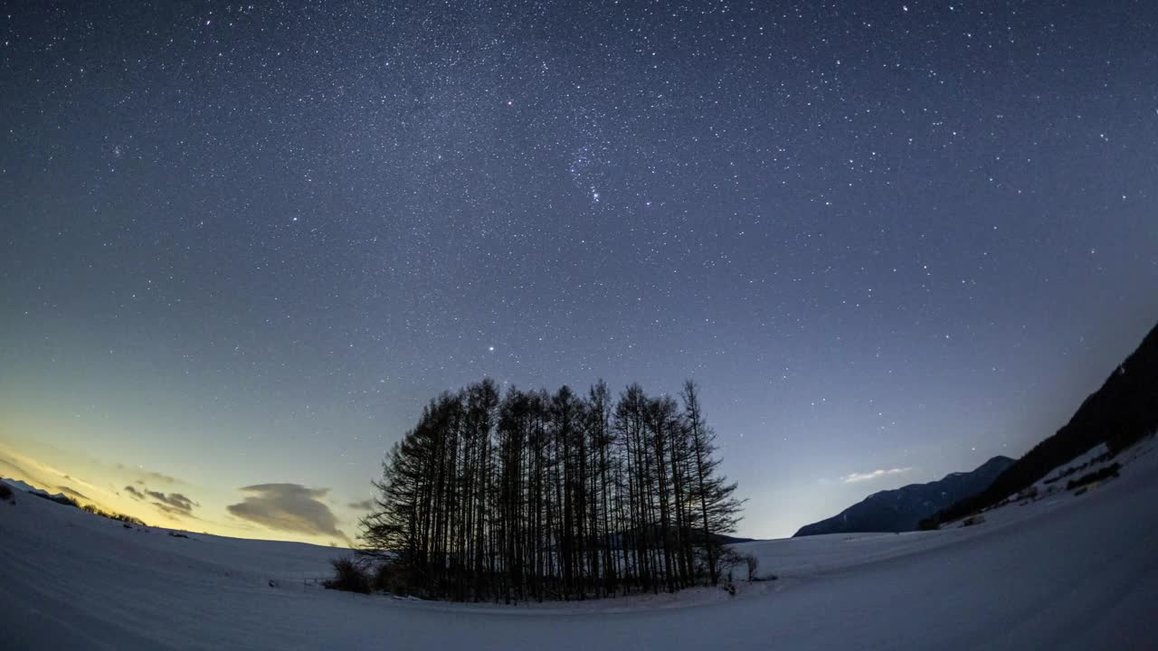 冬天的星空从鹤巢山到雪原视频素材