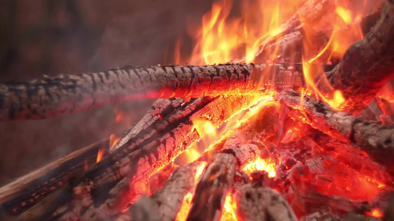 大自然的回声:沐浴在森林火焰的辉光中视频素材