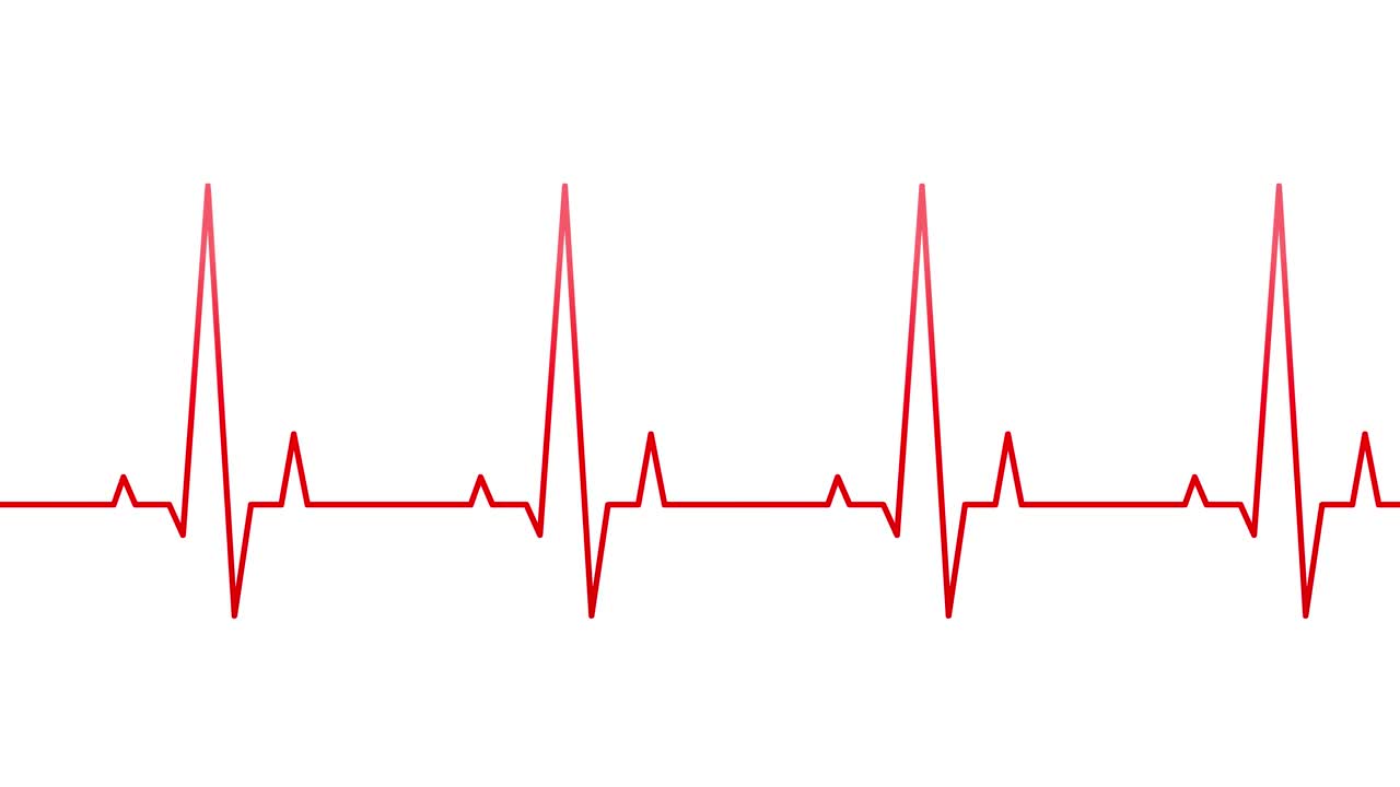 移动的心跳和心率线作为ECG或EKG的概念，心电图和生命信号循环视频下载