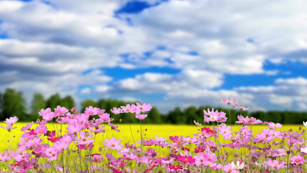 一条河和樱花一个美丽的樱花枝盛开在春天一个美丽的日本树枝樱花盛开。美丽的日本树风景。春天的到来视频下载