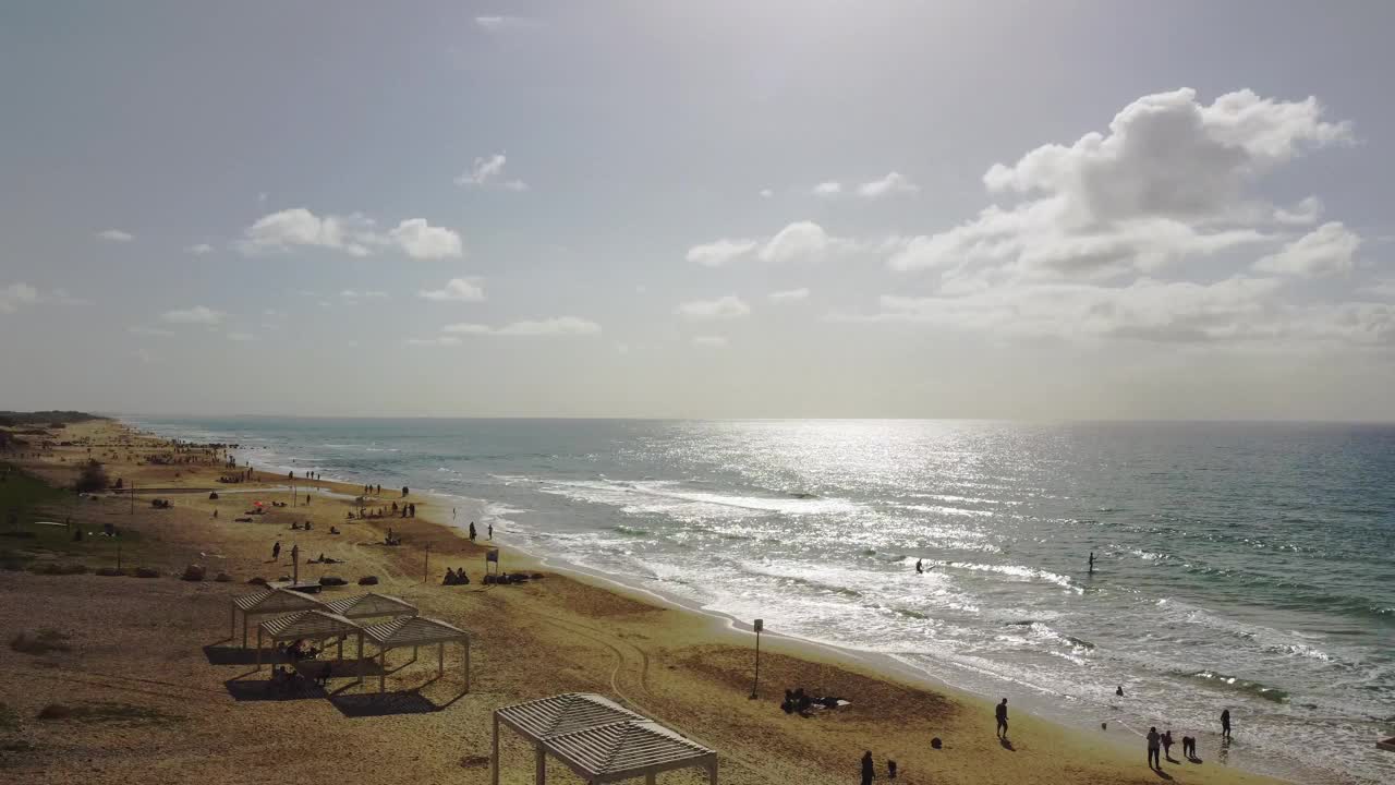 海法海岸的无人机航拍照片视频素材