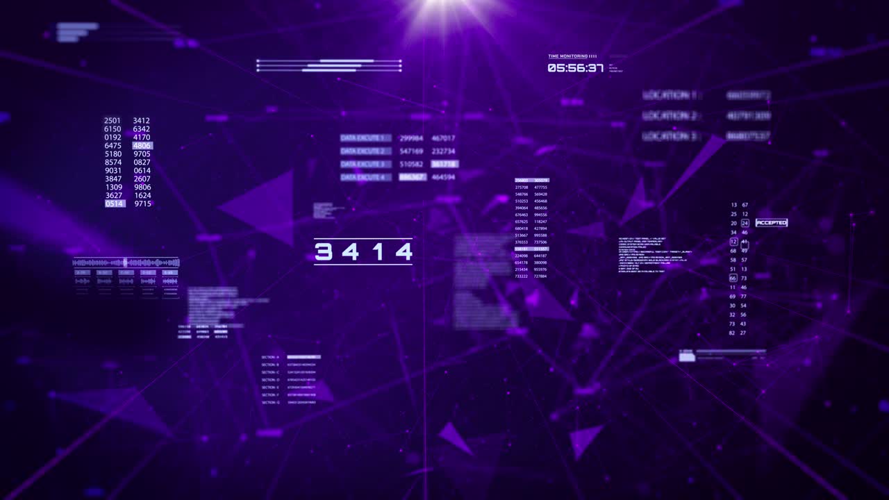 HUD数字未来信息数据网通信。高速网络空间技术显示信息4K运动背景。视频下载