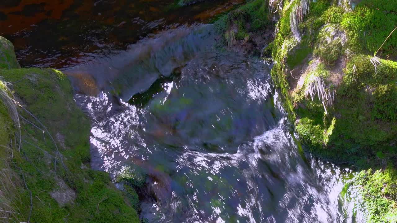 在戈斯拉尔附近的哈茨山脉，一条平缓起伏的小溪视频下载