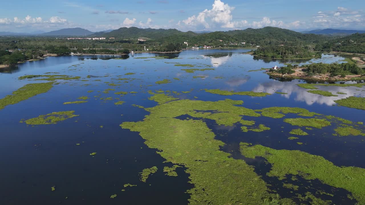 廊銮湖鸟瞰图廊銮湖是泰国清莱省永猜地区最大的湖泊。视频素材