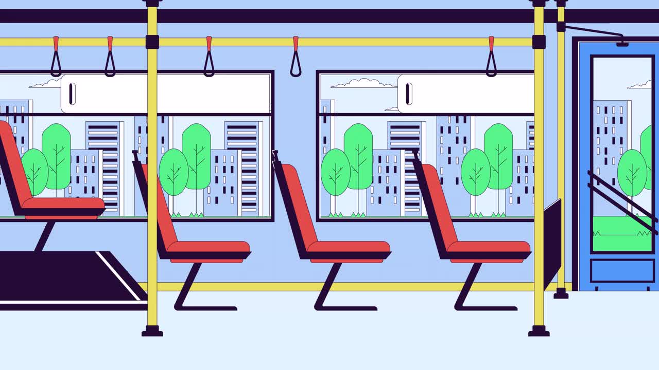 公交室内配有支付终端线卡通动画视频素材