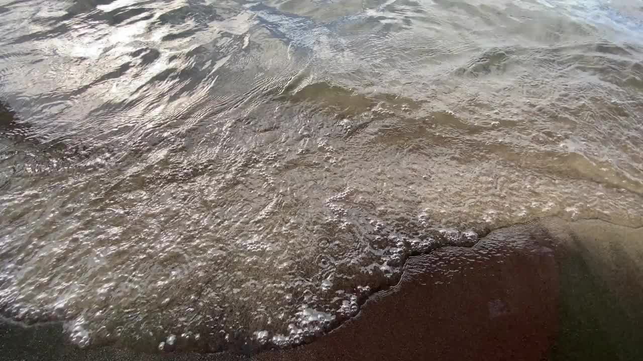 鸟羽湖海滩的水、沙和波。视频下载