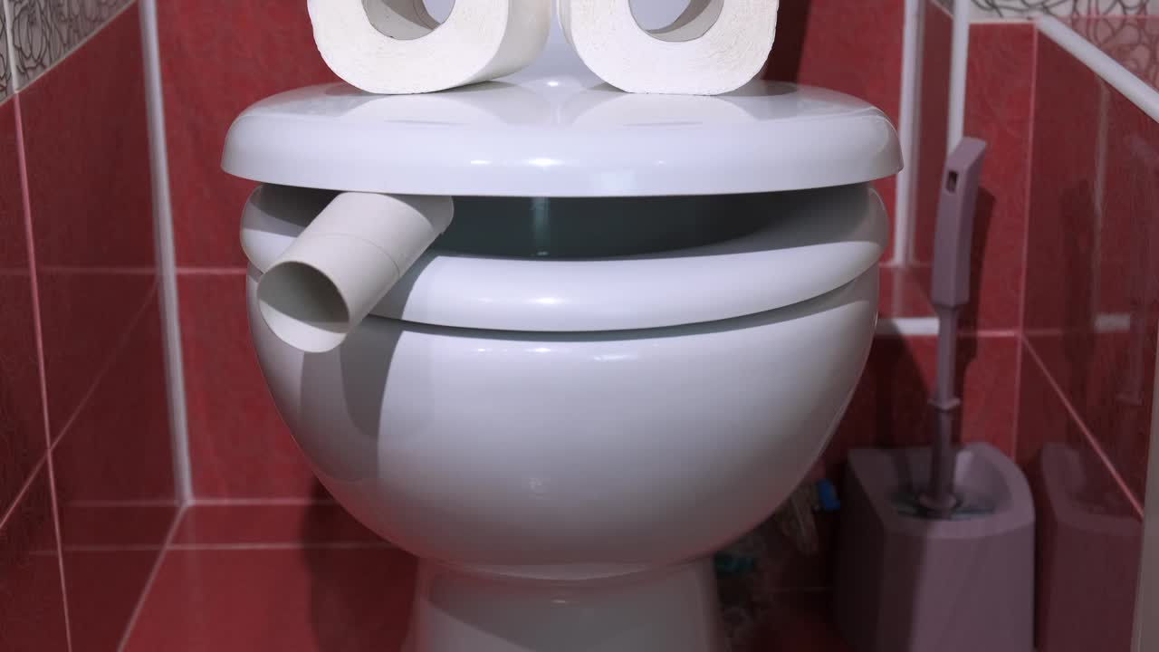 卫生间里的厕所生意愉快。视频下载