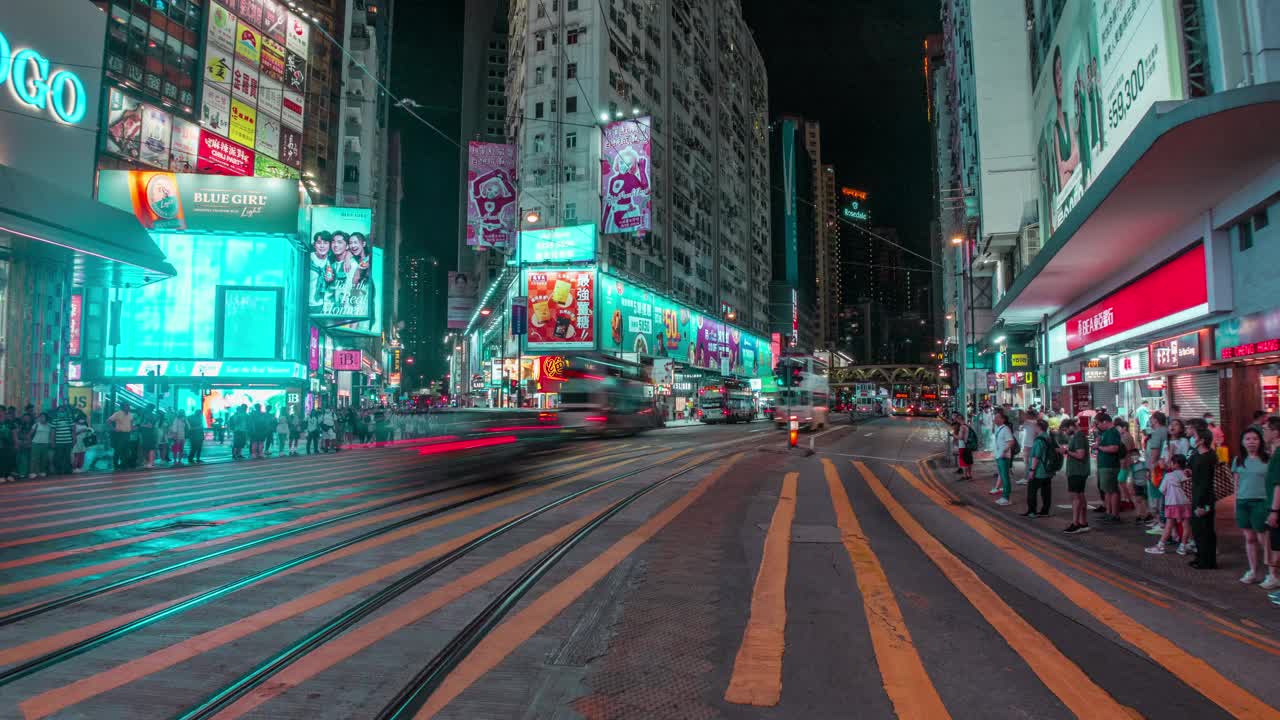 随时间流逝的香港城市街道视频素材