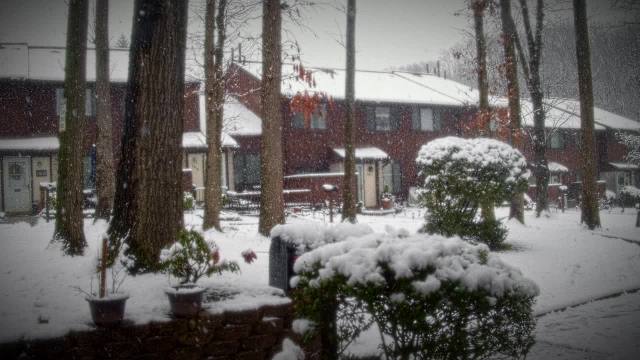 山村里的冬季暴风雪视频素材