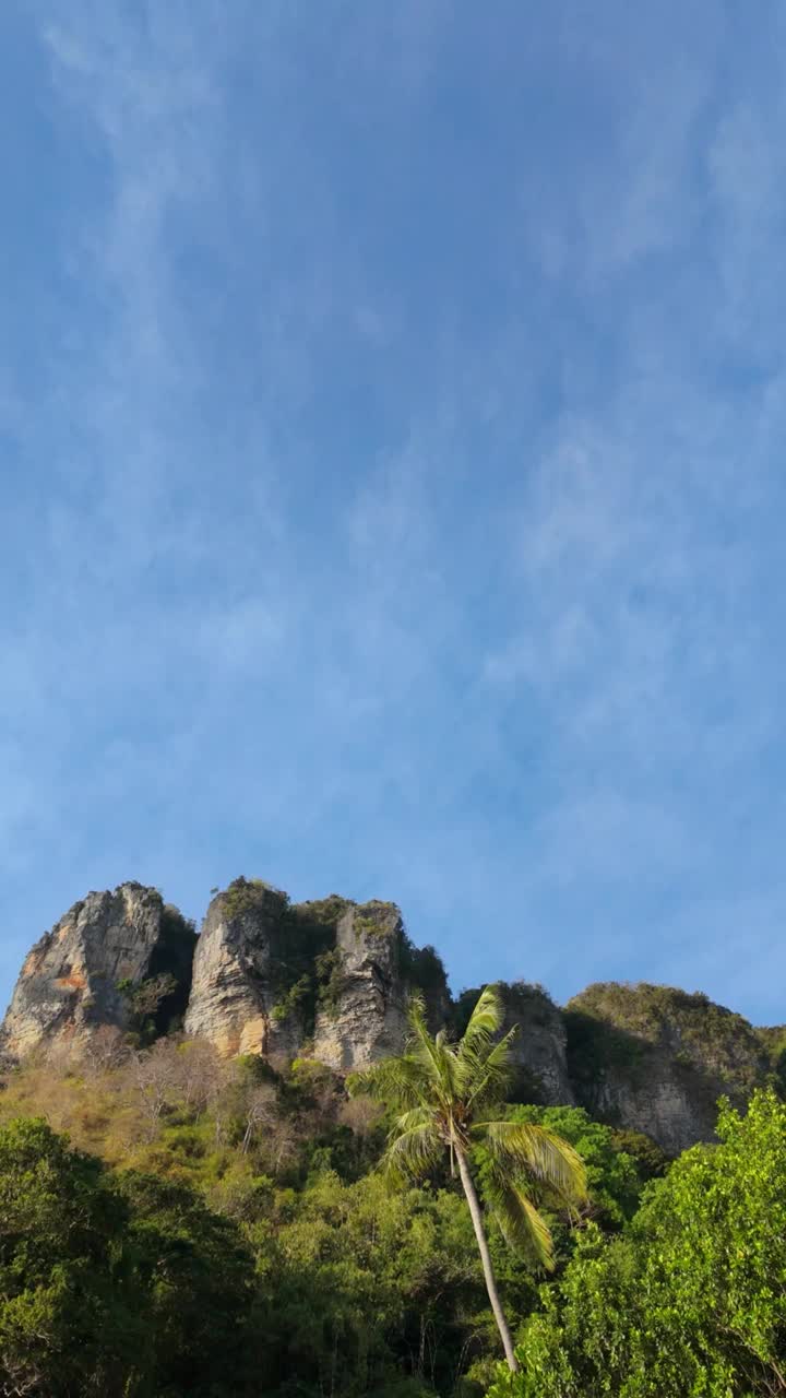 蓝天下有树和岩石的高山视频素材