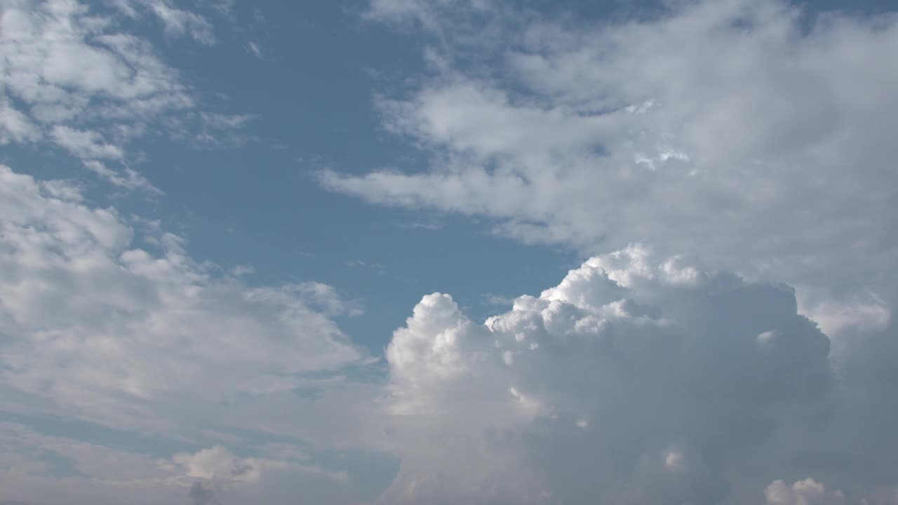 天空中飘动着蓬松的云，有风的天气预报。时间流逝视频下载